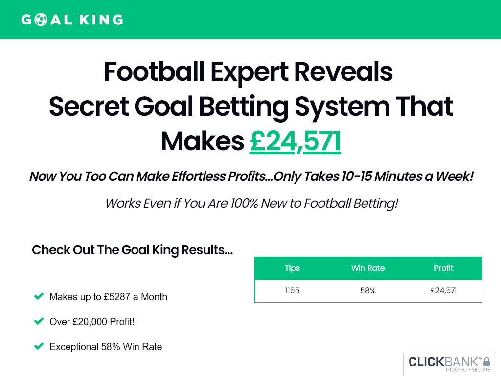 GOAL KING FOOTBALL TIPS REVIEW : IT CHANGED MY LIFE IN 7 DAYS