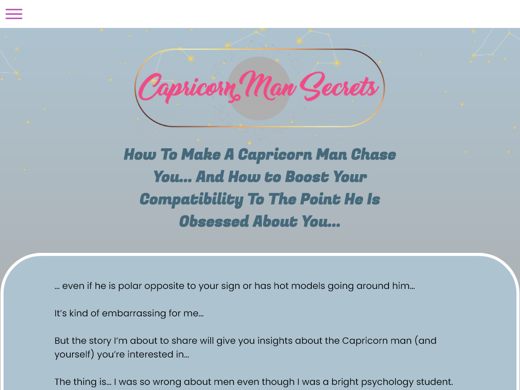 CAPRICORN MAN SECRETS REVIEW – MY 1 YEAR ANNIVERSARY UPDATE
