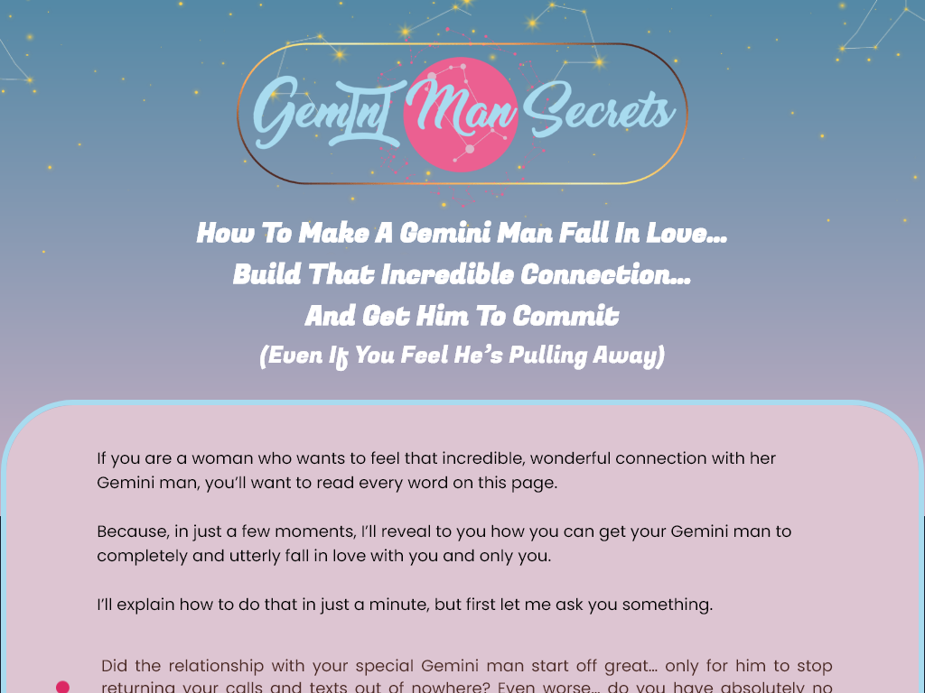 GEMINI MAN SECRETS REVIEW : THE SOLUTION I DESERVED
