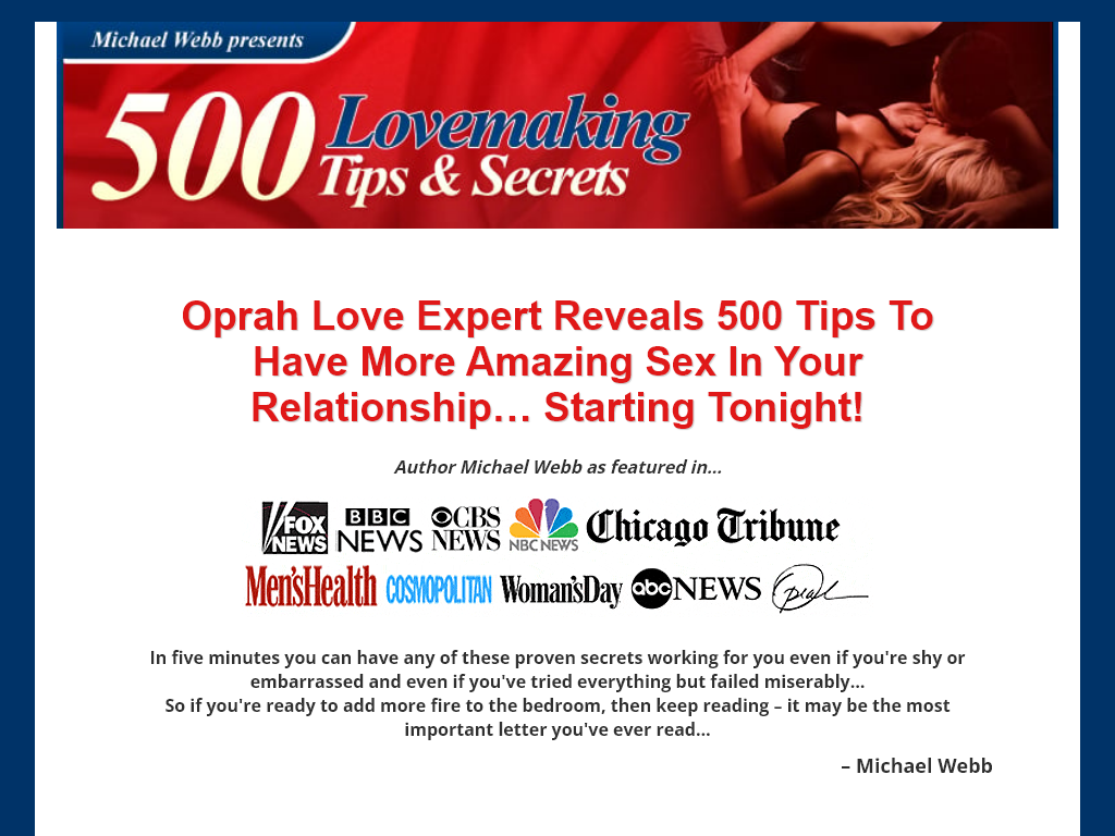 500 LOVEMAKING TIPS & SEX SECRETS REVIEW : WHAT TO EXPECT DAY BY DAY
