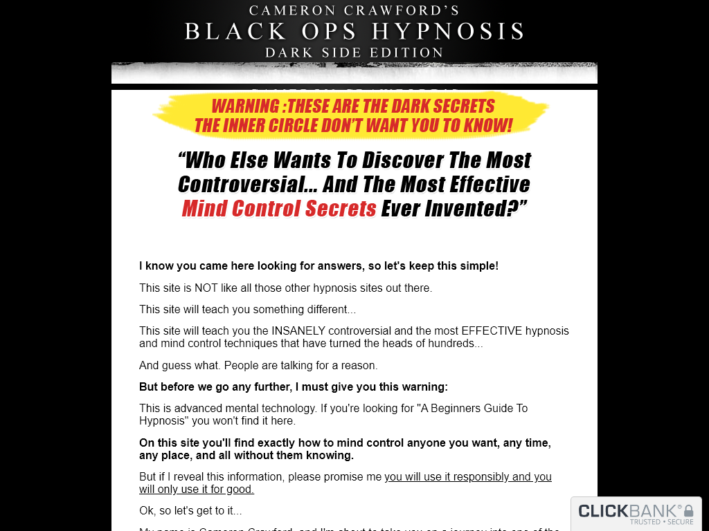 BLACK OPS HYPNOSIS 2.0 REVIEW : THE ANSWER TO YOUR PAIN?